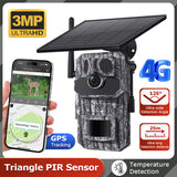 3PCS PIR 4G Invisible Hunting Camera  Full Color 940nm With GPS 3MP With Solar Panel