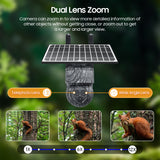 AI Auto Tracking 4G 940nm Invisible Hunting Camera Solar Panel Dual Lens with 12X Zoom