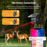 AI Auto Tracking 4G 940nm Invisible Hunting Camera Solar Panel Dual Lens with 12X Zoom