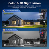 4G Solar Panel Battery PTZ Triple-Lens Hybrid Zoom Camera – with Red & Blue Warning Lights