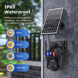 4G Solar Panel Battery PTZ Triple-Lens Hybrid Zoom Camera – with Red & Blue Warning Lights