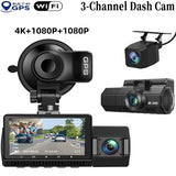 2CH/3CH 4K Dashcam With Built-in GPS Sensor WiFi Car Camera Blackbox